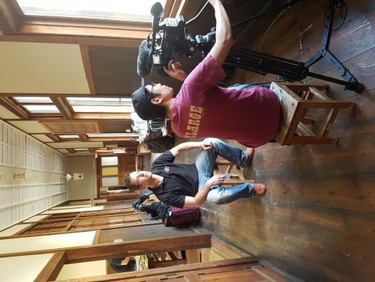 Being interviewed by a local Japanese TV station while running a guitar building course with my colleague Chris Wynne
